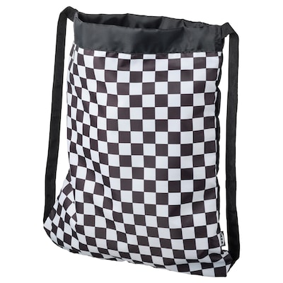 PLUGGLAND Bag, check pattern/black white, 17 ¾x14 ½ "