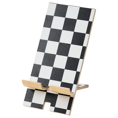 PLUGGLAND Holder for mobile phone, check pattern/black white, 3 ¼x4x6 "