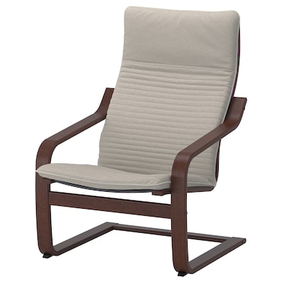 POÄNG Armchair, brown/Knisa light beige