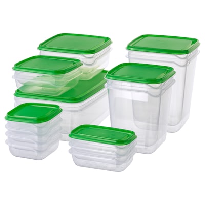 PRUTA Food container, set of 17, clear/green