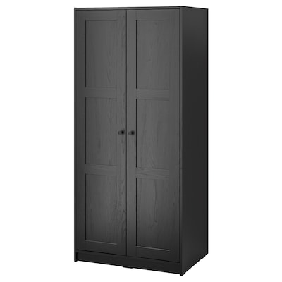 RAKKESTAD Wardrobe with 2 doors, black-brown, 31 1/8x69 1/4 "