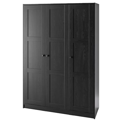 RAKKESTAD Wardrobe with 3 doors, black-brown, 46 1/8x69 1/4 "