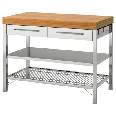 RIMFORSA Work bench, stainless steel/bamboo, 47 1/4x25 5/8x36 1/4 "