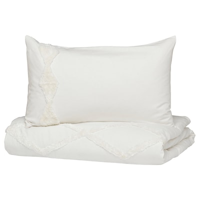 RÖDVIDE Duvet cover and pillowcase(s), white, Full/Queen (Double/Queen)