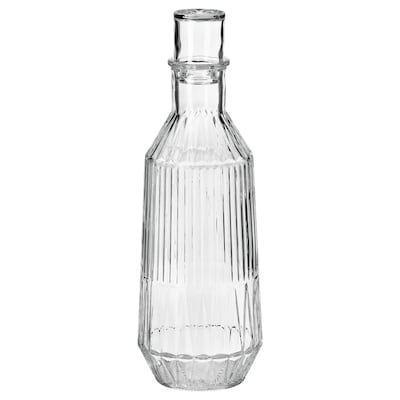 SÄLLSKAPLIG Carafe with stopper, clear glass/patterned, 30 oz