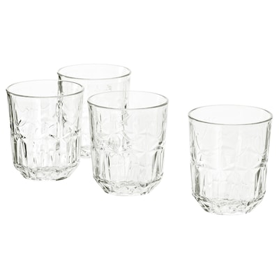 SÄLLSKAPLIG Glass, clear glass/patterned, 9 oz