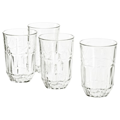 SÄLLSKAPLIG Glass, clear glass/patterned, 13 oz