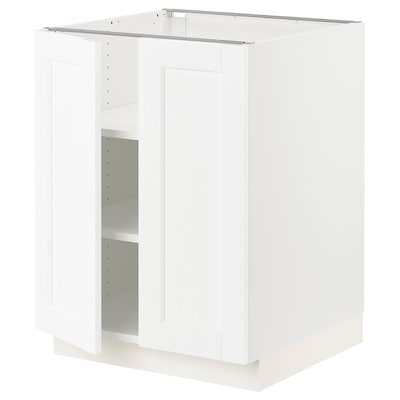 SEKTION Base cabinet with shelves/2 doors, white Enköping/white wood effect, 24x24x30 "