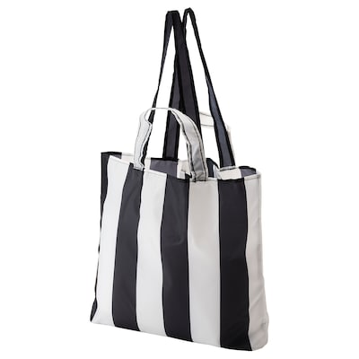 SKYNKE Shopping bag, stripe/black white, 17 ¾x14 ¼ "