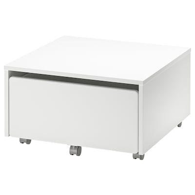 SLÄKT Storage box with casters, white, 24 3/8x24 3/8x13 3/4 "