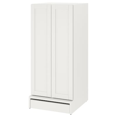 SMÅSTAD / UPPFÖRA Wardrobe, white with frame/with 3 shelves, 23 5/8x24 3/4x53 1/2 "