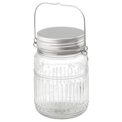 SOLVINDEN LED decorative light, table, outdoor battery operated/jar clear, 5 "