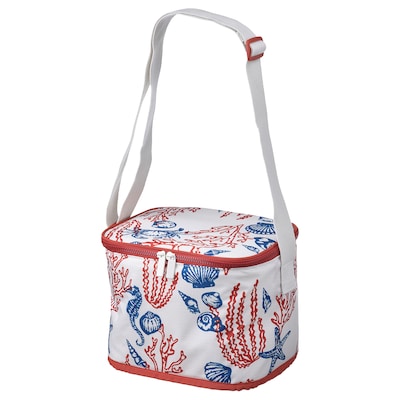 SOMMARFLÄDER Cooler bag, patterned red/dark blue, 10 ¼x7 ½x7 ½ "