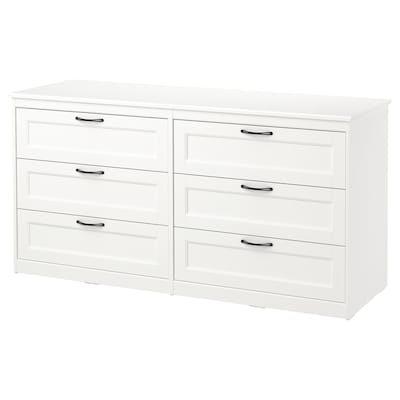 SONGESAND 6-drawer dresser, white, 63 3/8x31 7/8 "