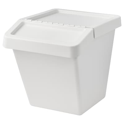 SORTERA Recycling bin with lid, white, 16 gallon