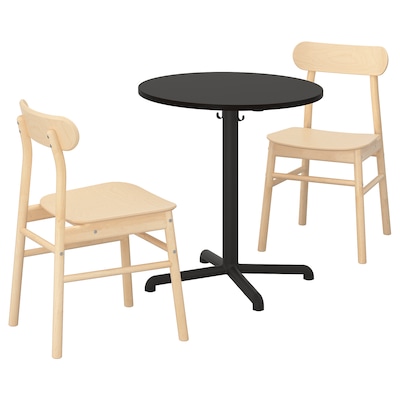 STENSELE / RÖNNINGE Table and 2 chairs, anthracite/anthracite birch, 27 1/2 "