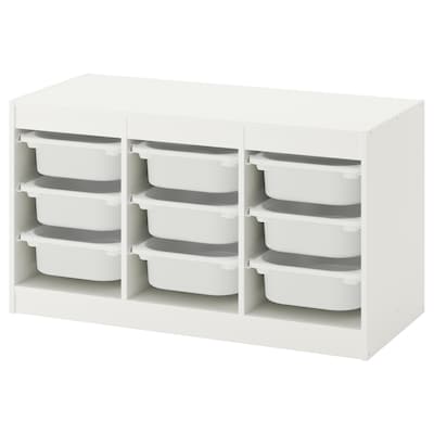 TROFAST Storage combination with boxes, white/white, 39x17 3/8x22 "