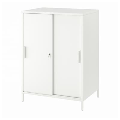 TROTTEN Cabinet with sliding doors, white, 31 1/2x43 1/4 "