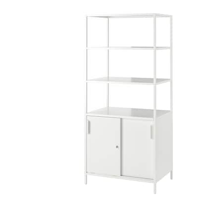 TROTTEN Cabinet with sliding doors, white, 31 1/2x70 7/8 "