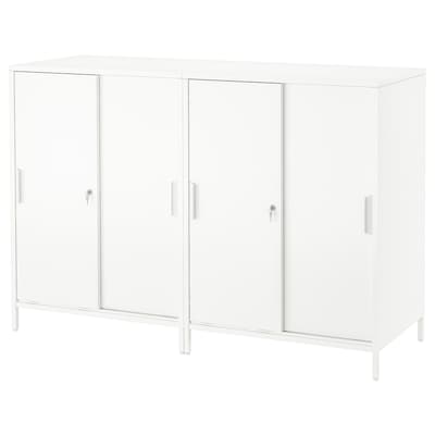 TROTTEN Cabinet with sliding doors, white, 63x43 1/4 "