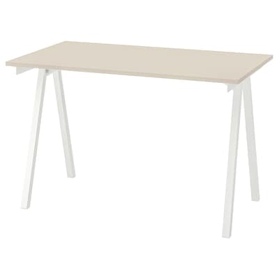 TROTTEN Desk, beige/white, 47 1/4x27 1/2 "