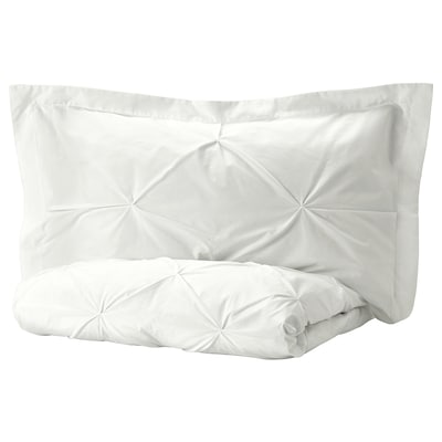 TRUBBTÅG Duvet cover and pillowcase(s), white, Full/Queen (Double/Queen)
