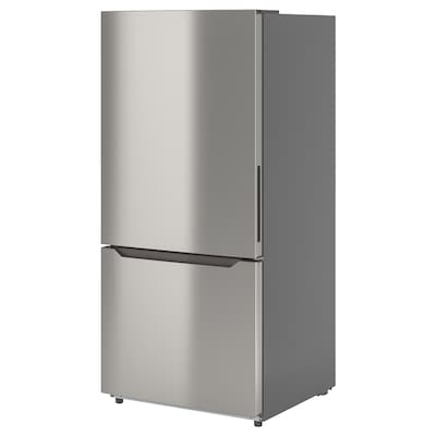 VÄLGRUNDAD Bottom-freezer refrigerator, Stainless steel, 19 cu.ft