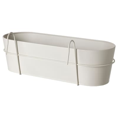 VITLÖK Flower box with holder, indoor/outdoor off-white, 22x7 ¾ "