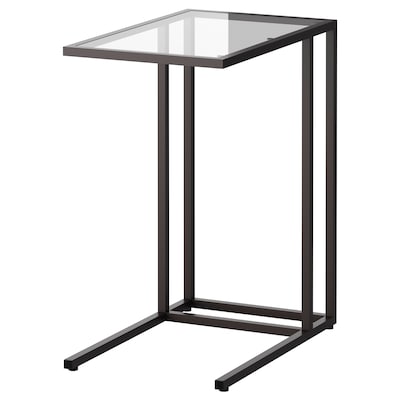 VITTSJÖ Laptop stand, black-brown/glass, 13 3/4x25 5/8 "